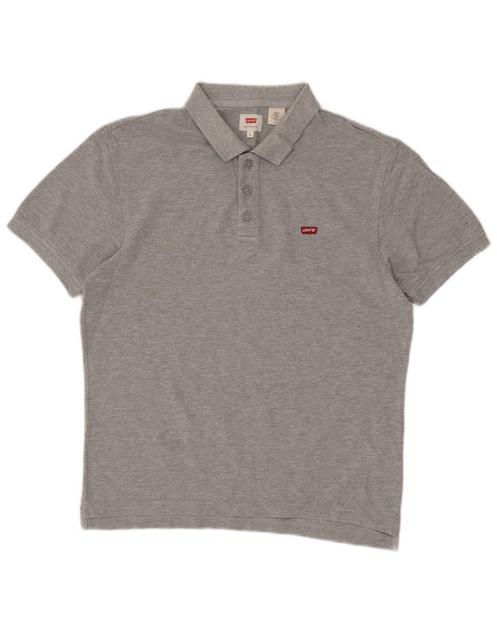 Camisa polo masculina LEVI'S pequena cinza algodão