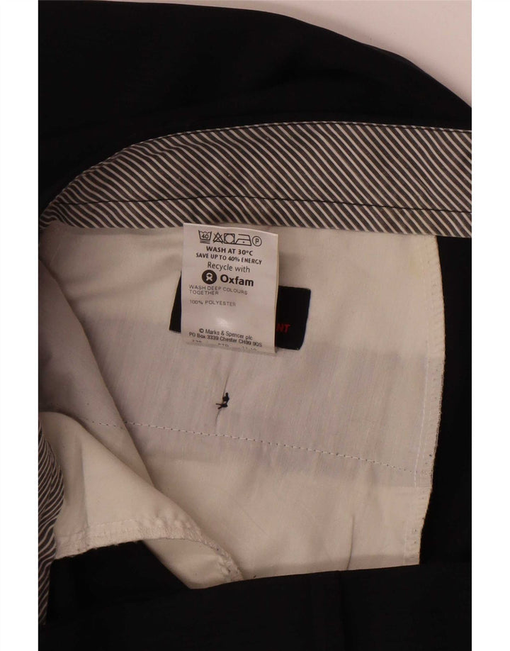 Calça masculina de terno reto Marks & Spencer W38 L33 azul marinho poliéster