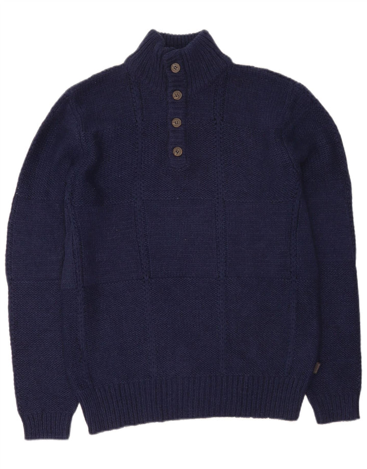 Suéter masculino HUGO BOSS com ajuste regular e gola redonda grande azul marinho