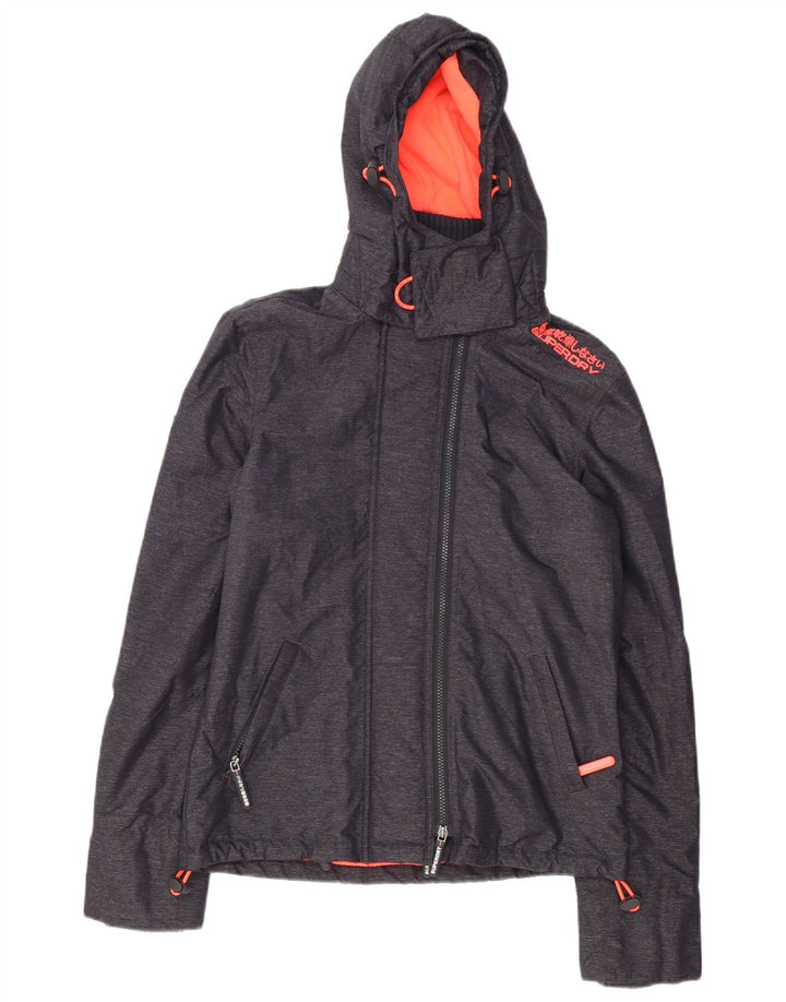 Jaqueta corta-vento feminina Superdry com capuz e blusão UK 10 pequeno cinza