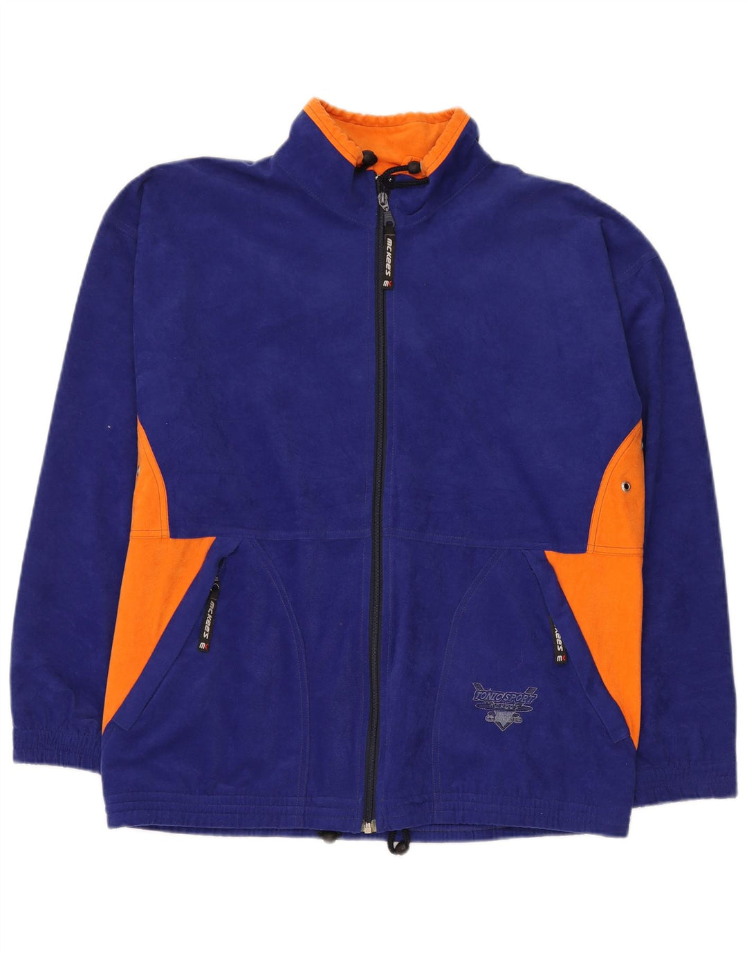 Jaqueta de lã masculina MC Kee UK 42 XL azul marinho poliéster colorblock