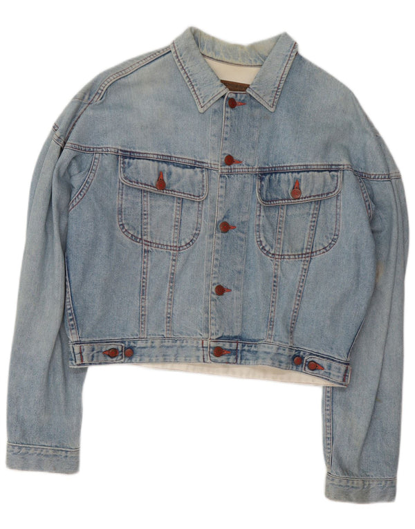 Jaqueta jeans feminina Benetton IT 48 XL azul algodão