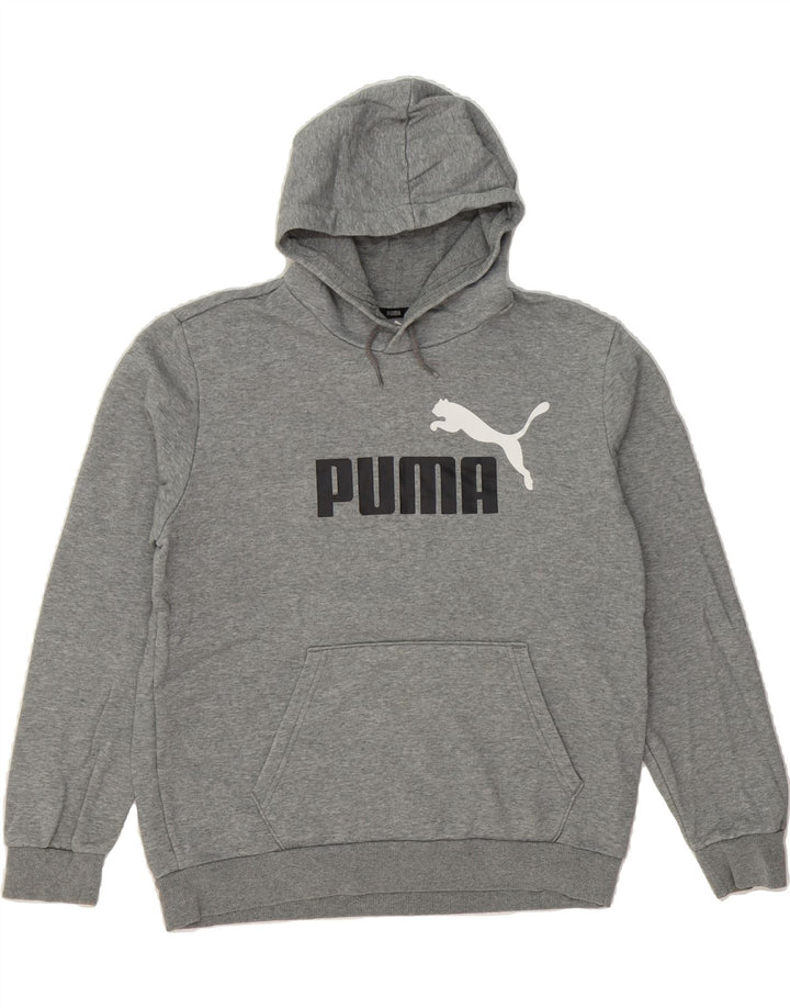 PUMA Mens Graphic Hoodie Jumper Medium Grey Cotton Vintage Puma and Second-Hand Puma from Messina Hembry 