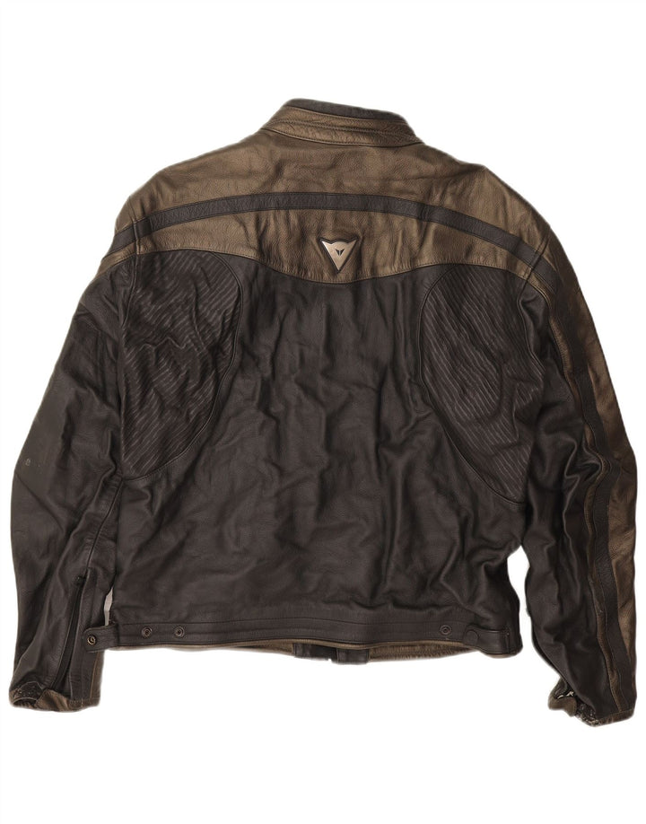 Jaqueta masculina de couro Dainese Racer EU 54 grande couro preto colorblock