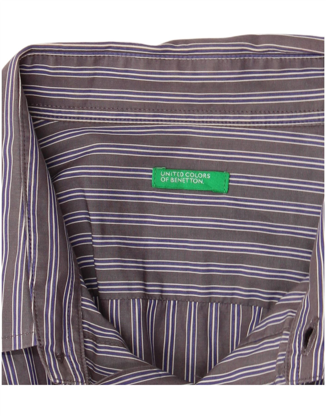 Camisa masculina BENETTON grande listrada cinza