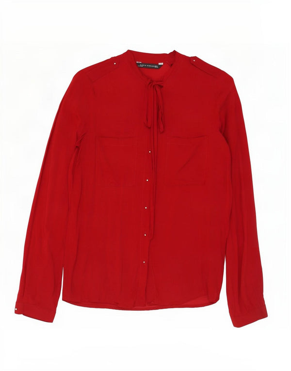 Blusa camisa militar feminina Zara UK 10 pequena Borgonha