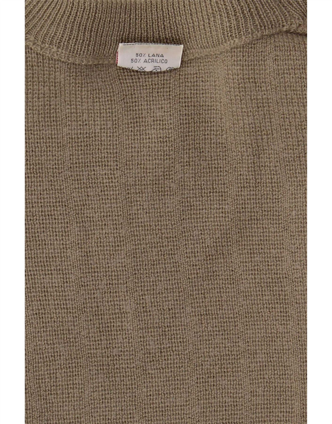 Suéter masculino Bernardini com gola redonda XL cáqui de lã geométrica