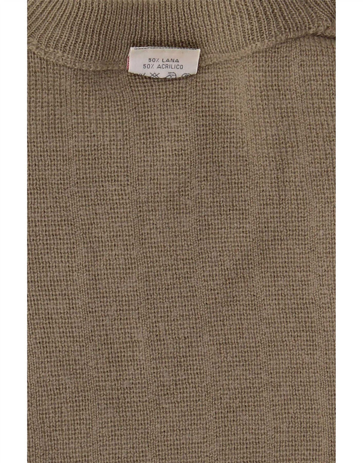 Suéter masculino Bernardini com gola redonda XL cáqui de lã geométrica