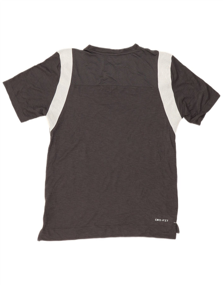 Camiseta Nike masculina Dri Fit com estampa gráfica grande de poliéster listrado preto