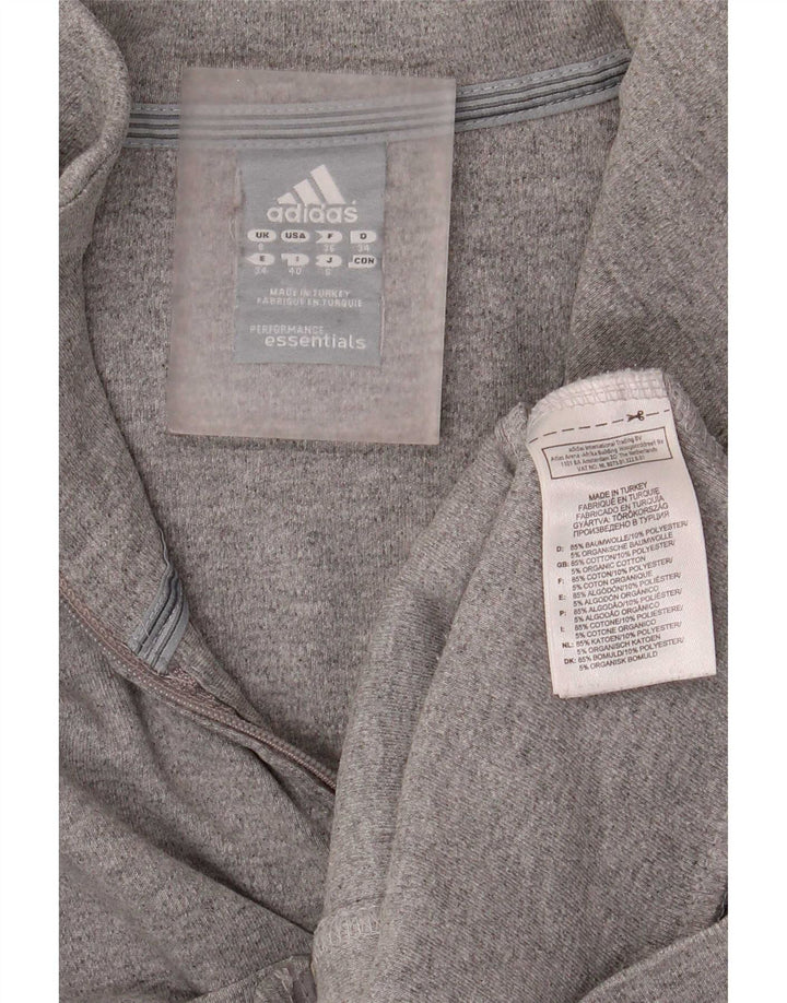 Adidas Womens Regular Fit Tracksuit Top Jacket UK 8 Pequeno Cinza Algodão