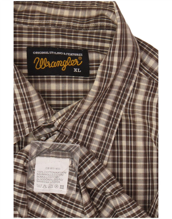 Camisa masculina de flanela Wrangler XL marrom xadrez algodão