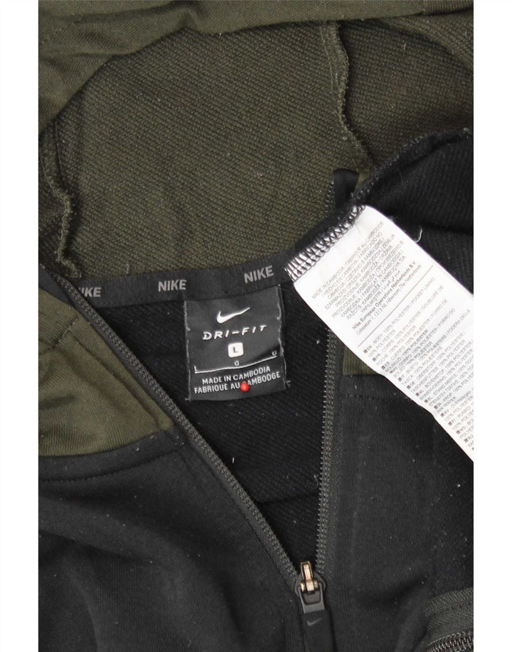 Suéter Nike masculino com capuz e zíper grande preto colorido em poliéster