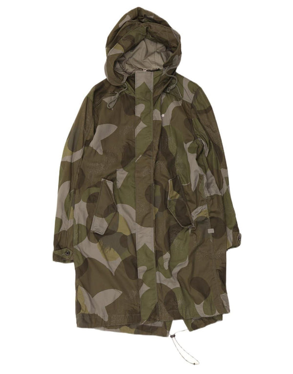 Casaco corta-vento masculino G-Star com capuz Reino Unido 38 algodão camuflado cáqui médio
