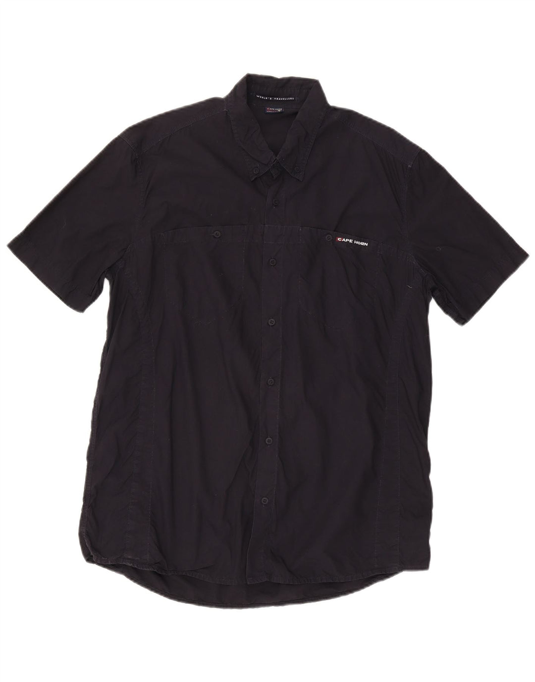 Camisa masculina de manga curta Cape Horn IT 52 grande algodão azul marinho