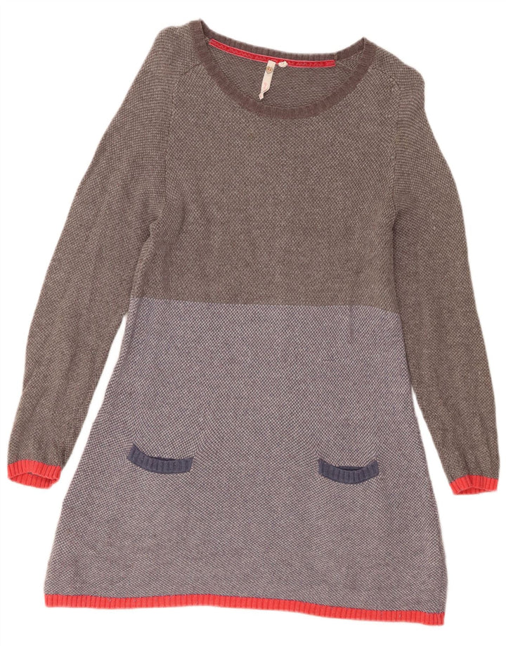 Vestido jumper feminino WHITE STUFF Reino Unido 12 algodão colorblock cinza médio