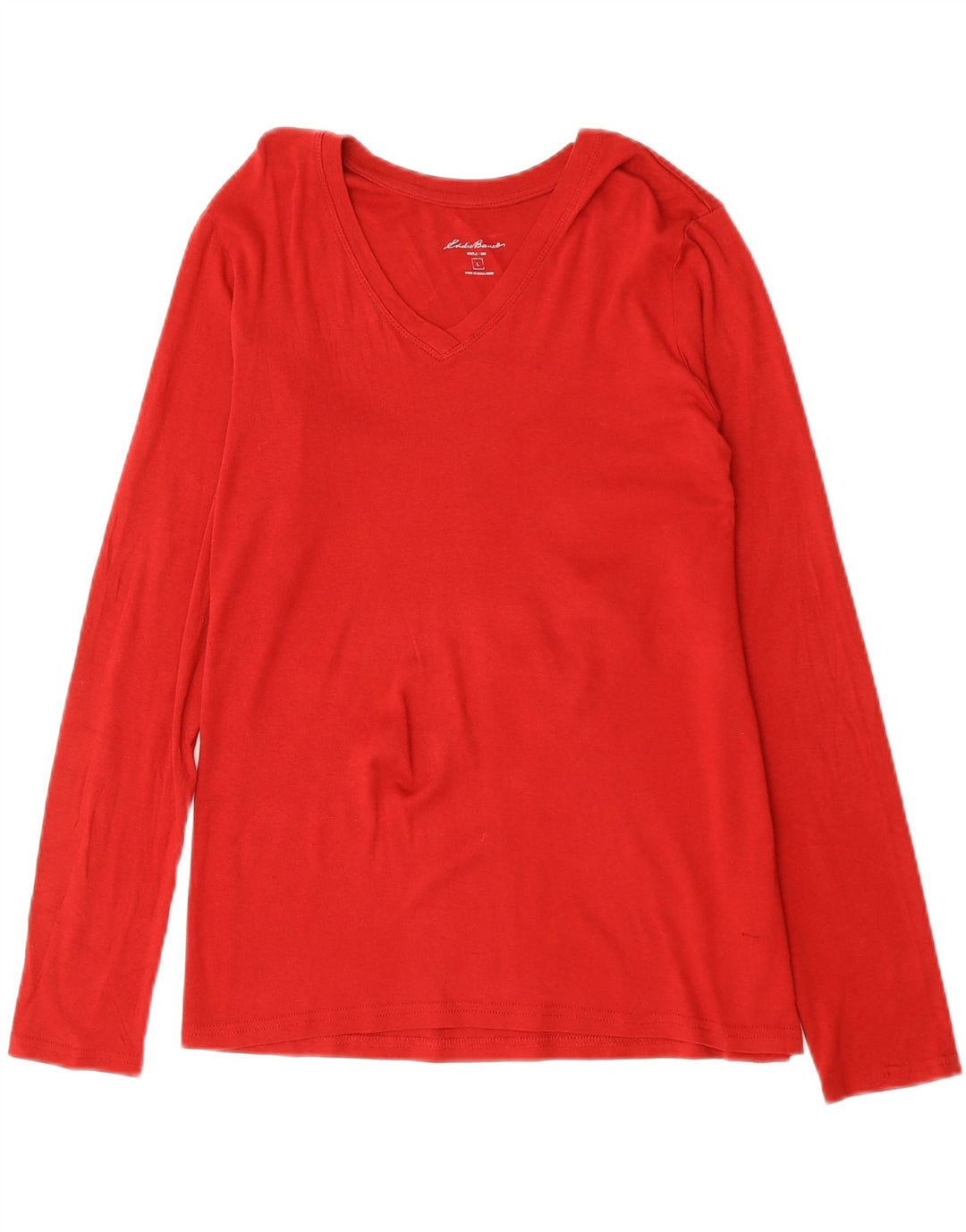 Eddie Bauer Top feminino manga comprida Reino Unido 16 grande algodão vermelho