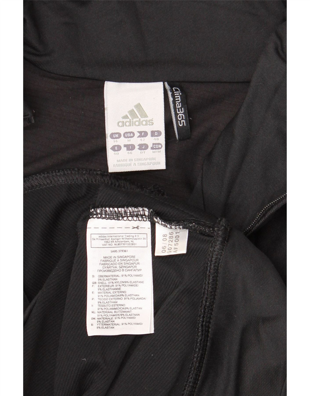 ADIDAS Womens Climalite Tracksuit Top Jacket UK 14 Grande Preto Poliamida