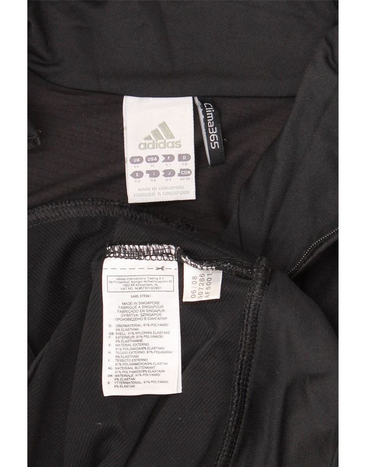 ADIDAS Womens Climalite Tracksuit Top Jacket UK 14 Grande Preto Poliamida