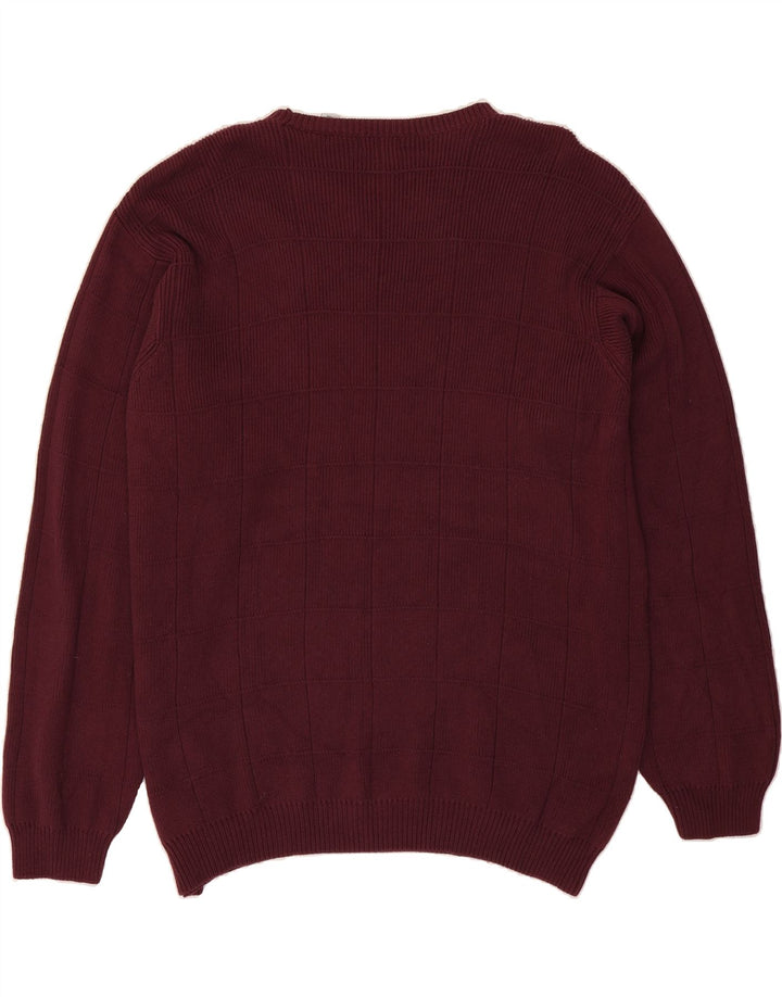 IZOD Mens Boat Neck Jumper Sweater XL Burgundy Check Cotton Vintage Izod and Second-Hand Izod from Messina Hembry 