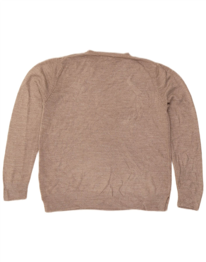 Suéter feminino Marks & Spencer com gola redonda Reino Unido 14 acrílico bege médio