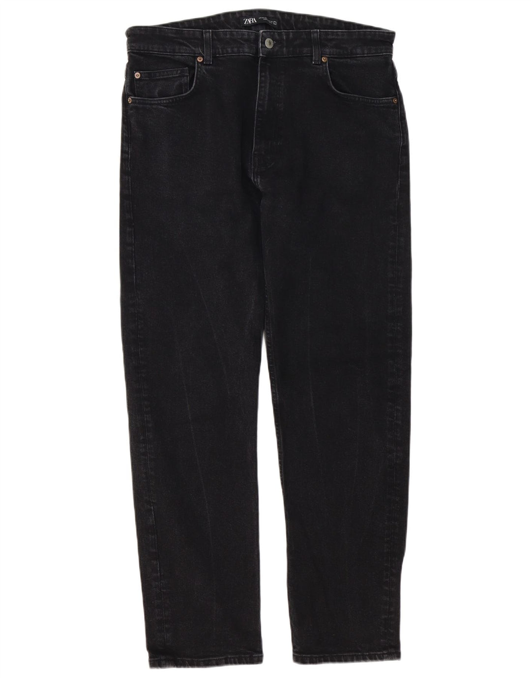 Calça jeans reta masculina Zara EU 44 XL W34 L30 preta