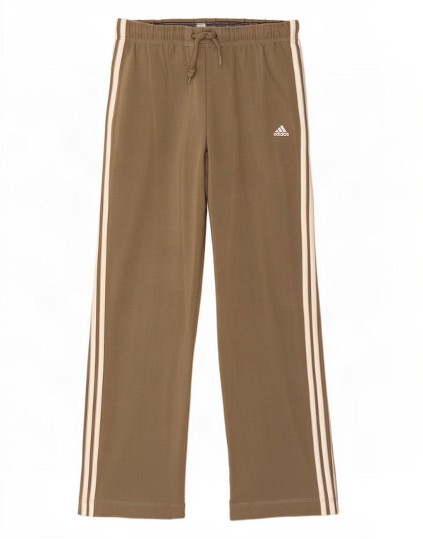 Calça de treino feminina Adidas UK 12 algodão cáqui médio