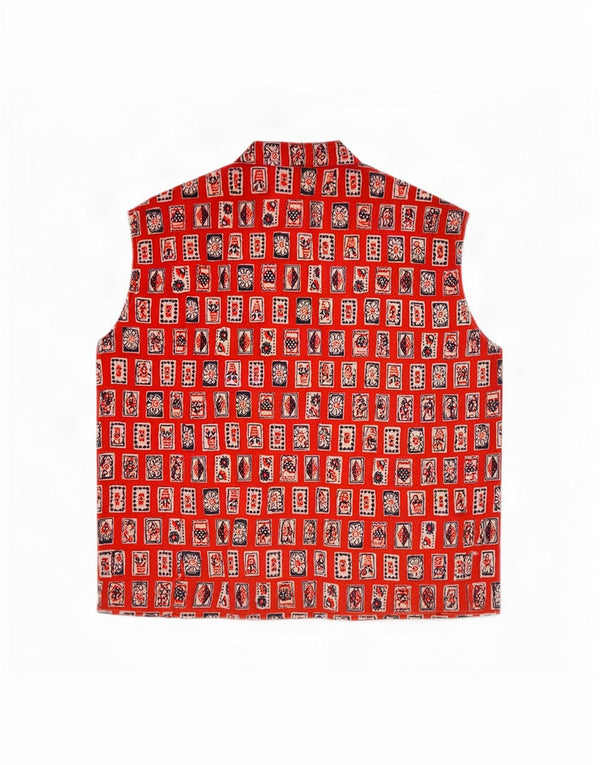 Blusa camisa sem mangas feminina Stefanel 11-12 anos vermelho geométrico
