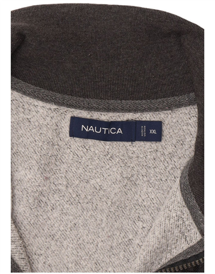Moletom masculino Nautica com zíper e gola 2XL cinza xadrez