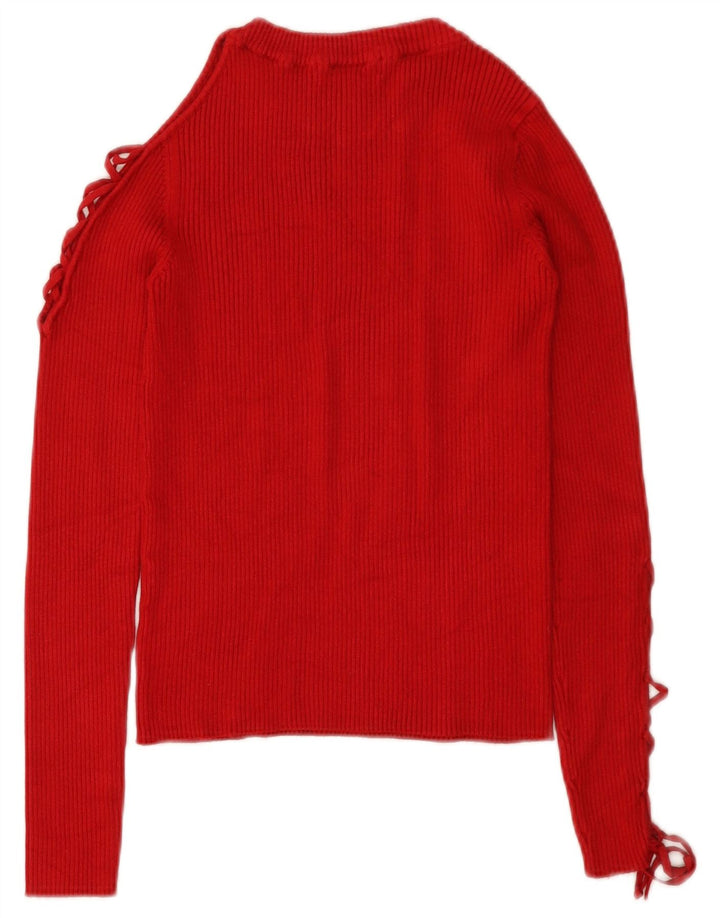 Suéter feminino Zara com gola canoa e gola redonda, Reino Unido 12 médio vermelho
