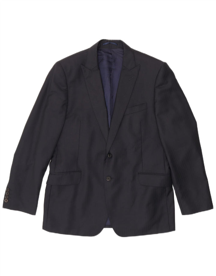 Jaqueta blazer masculina JAEGER Alfred Brown com 2 botões Reino Unido 44 2XL azul marinho