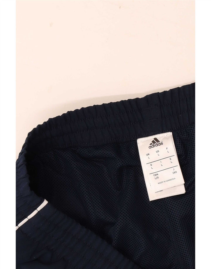 Calças de Agasalho Masculinas Adidas com Estampa, Tamanho Large, Azul Marinho, Poliéster