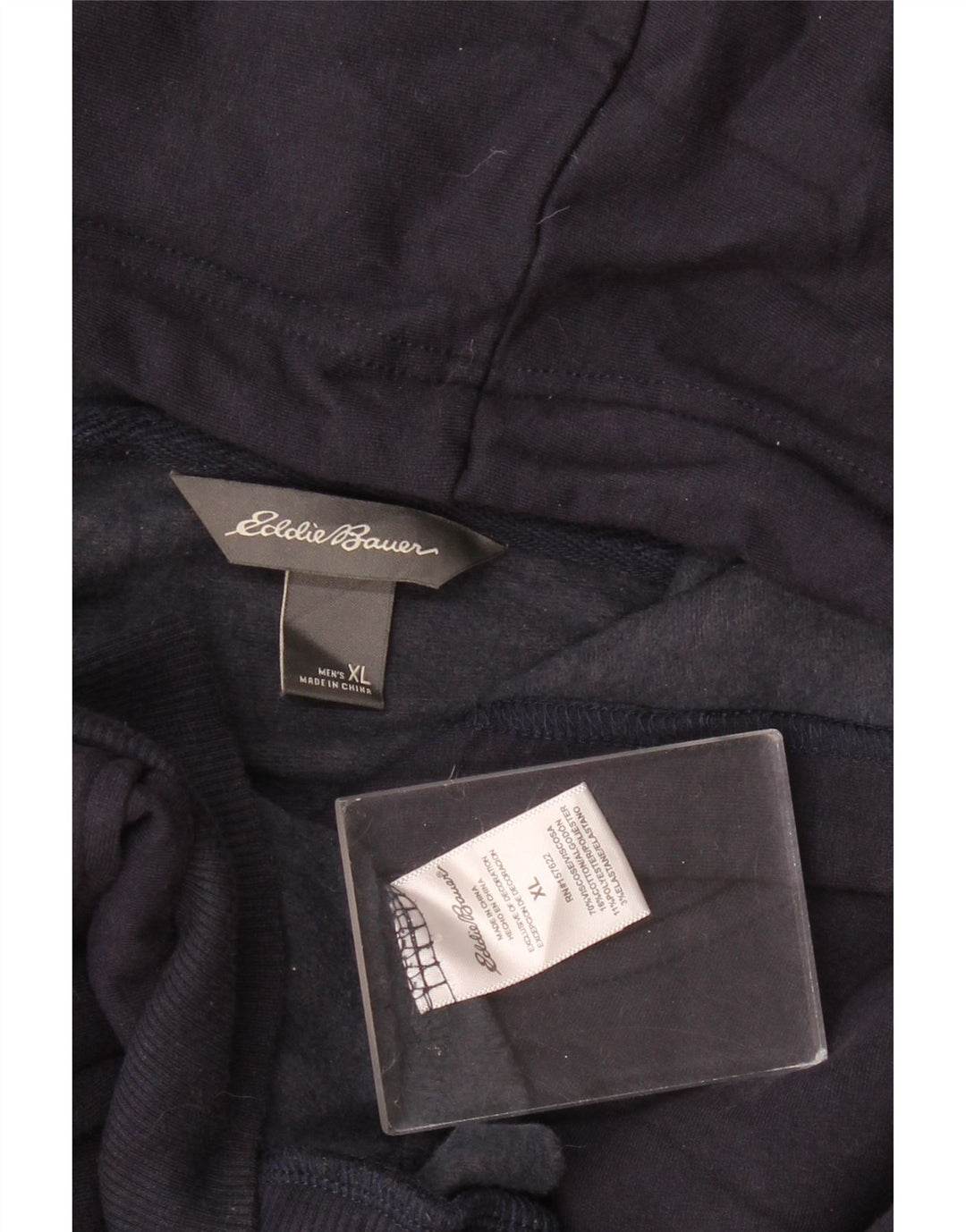 Eddie Bauer Suéter masculino com capuz e zíper XL azul marinho viscose
