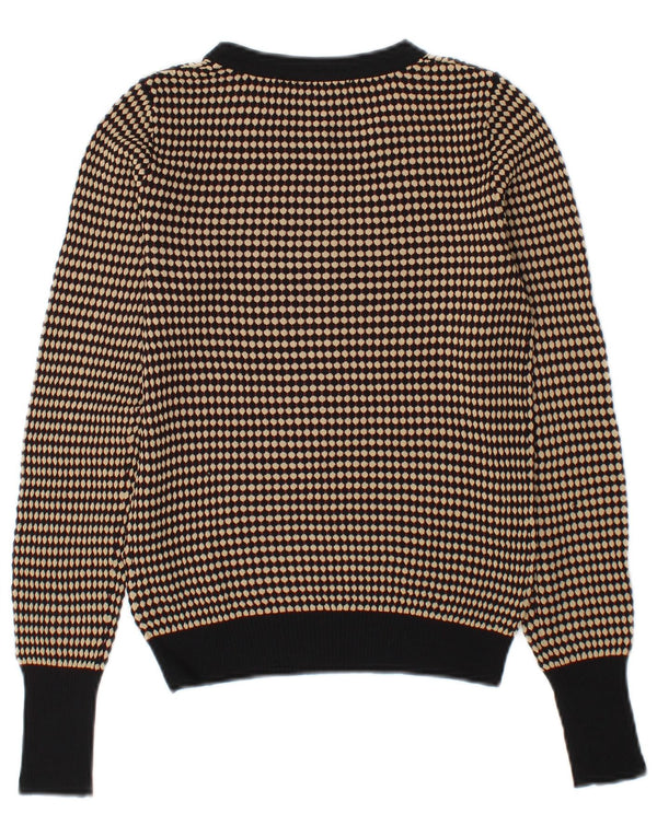 Suéter feminino Zara com gola canoa UK 6 XS bege viscose geométrica