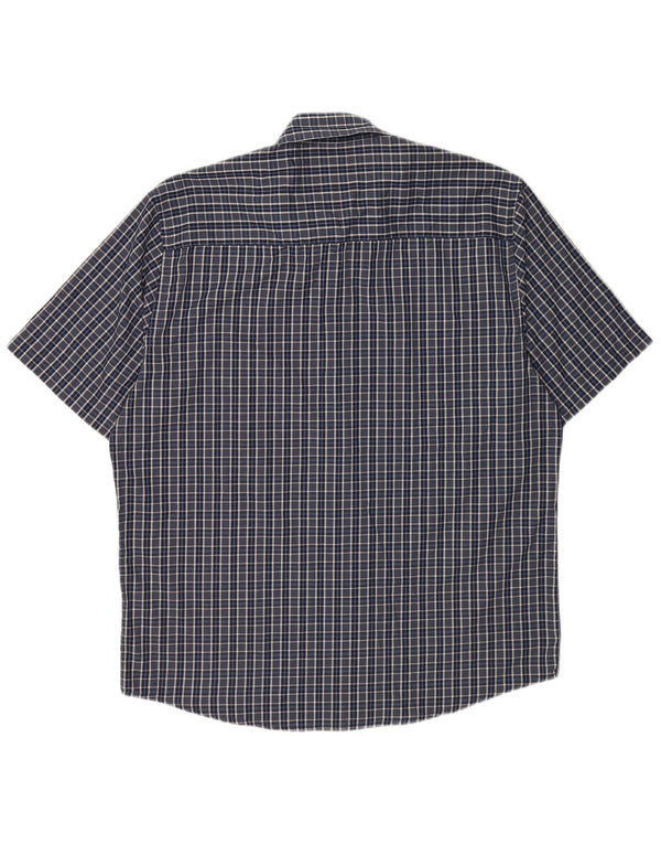 Pierre Cardin Mens Short Sleeve Regular Fit Shirt XL Blue Check Polyester