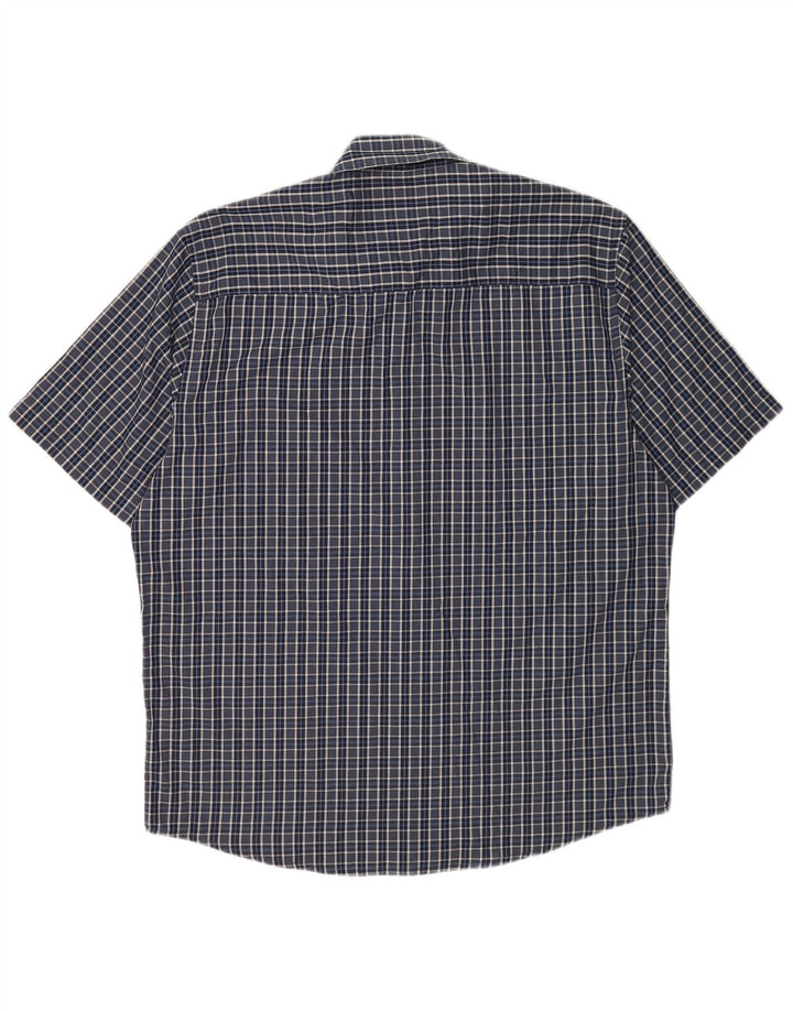 Camisa masculina Pierre Cardin de manga curta regular fit XL azul xadrez poliéster
