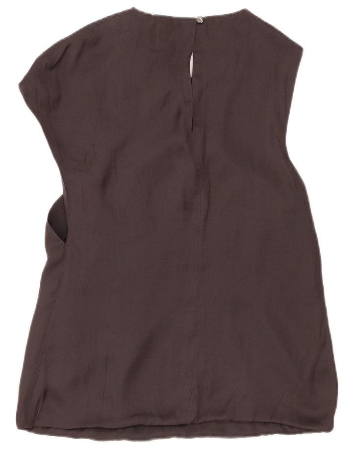 Blusa feminina sem mangas Karen Millen UK 8 poliéster preto pequeno