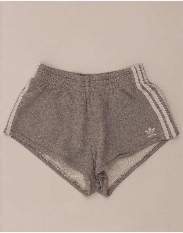Shorts esportivos femininos Adidas UK 8 pequeno algodão cinza
