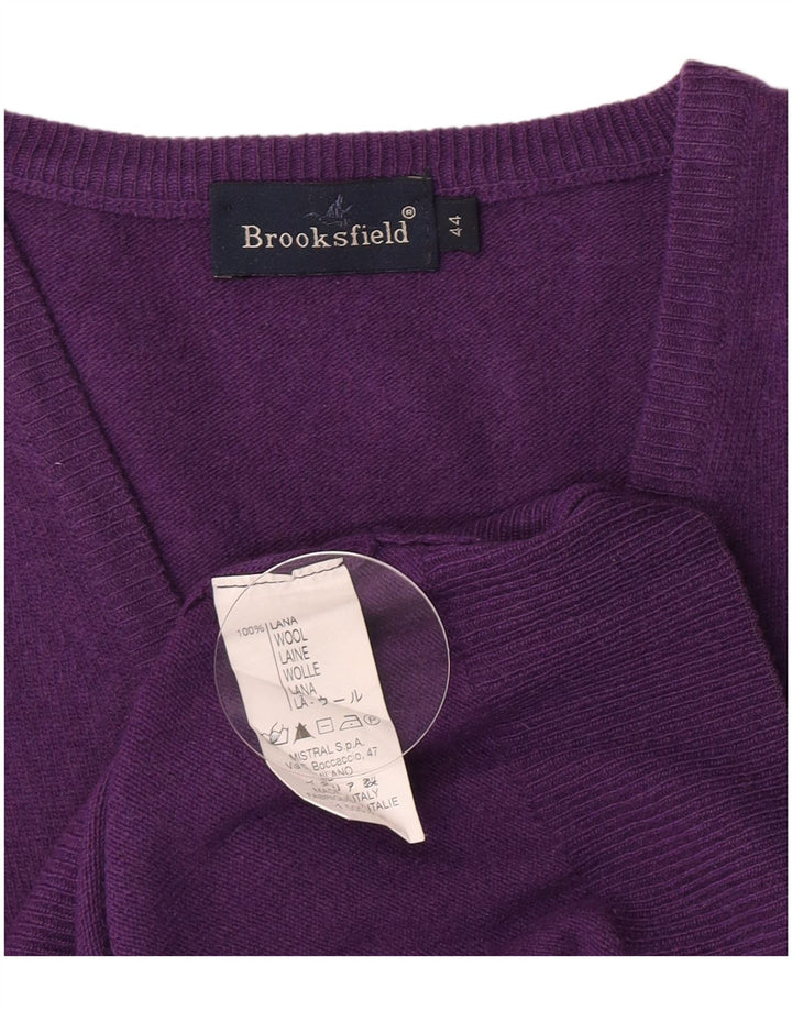 Suéter feminino Brooksfield com decote em V IT 44 lã roxa média