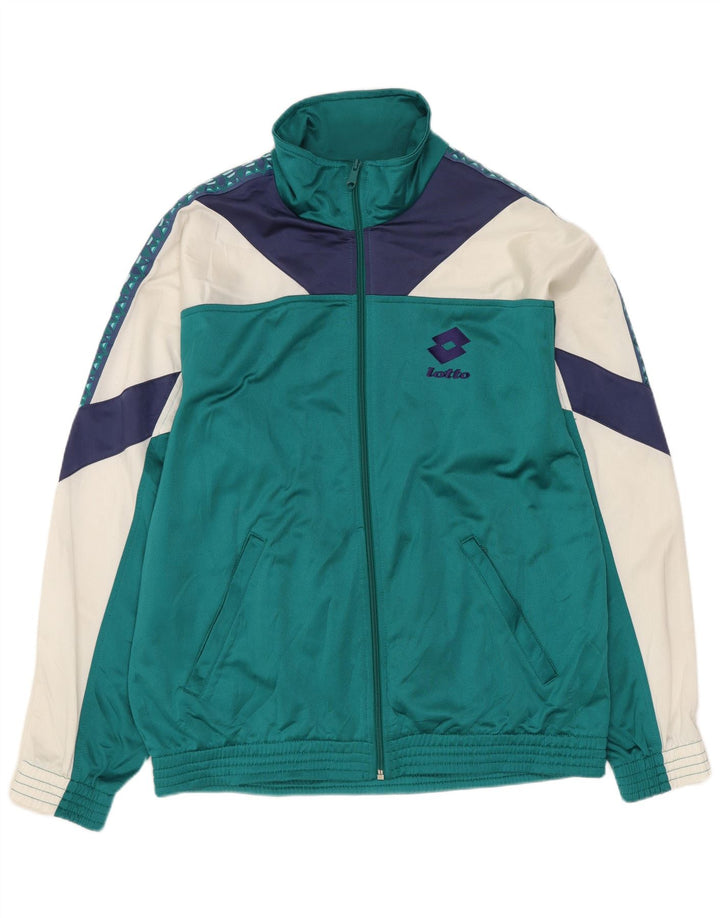 Jaqueta masculina de treino LOTTO Reino Unido 40/42 grande bloco colorido turquesa