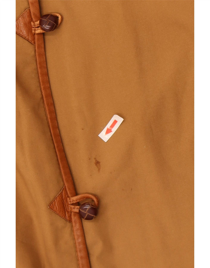 Sobretudo feminino vintage Reino Unido 16 grande bloco colorido marrom
