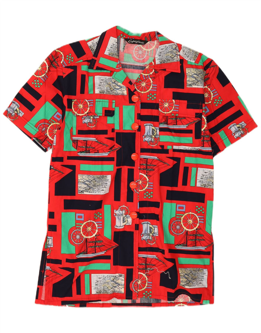 Vestido feminino Confezioni Di Lusso com camisa gráfica UK 12 patchwork vermelho médio