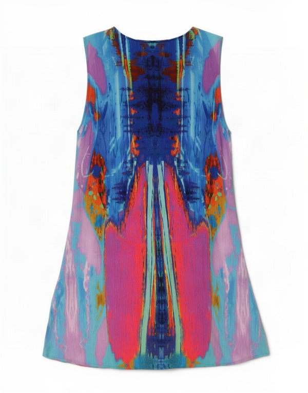 Desigual Vestido feminino com padrão abstrato tenda EU 44 XL multicolorido