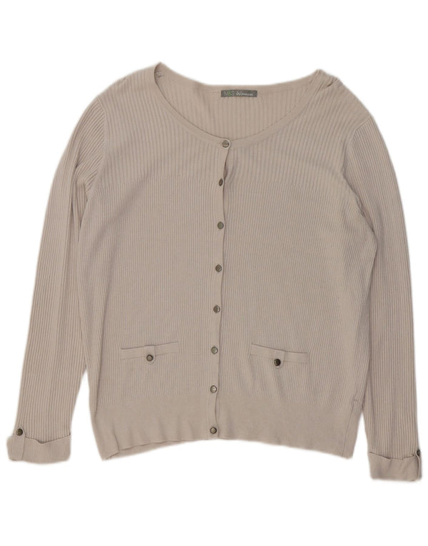 Suéter cardigã feminino Marks & Spencer Reino Unido 20 2XL viscose bege