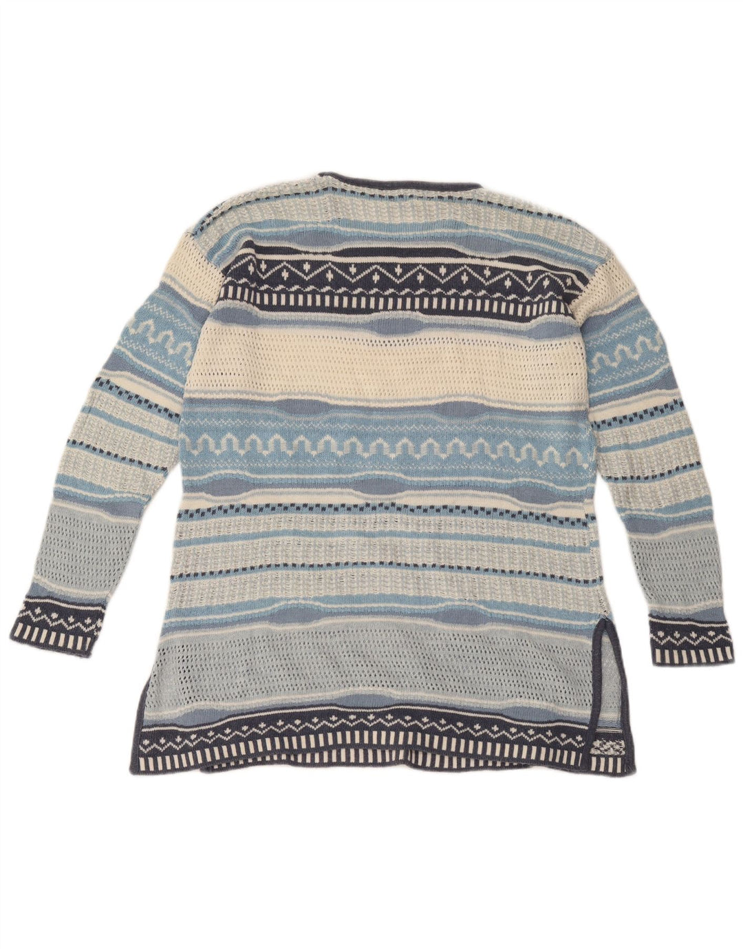 Suéter feminino vintage com gola canoa UK 12 listrado médio multicolorido