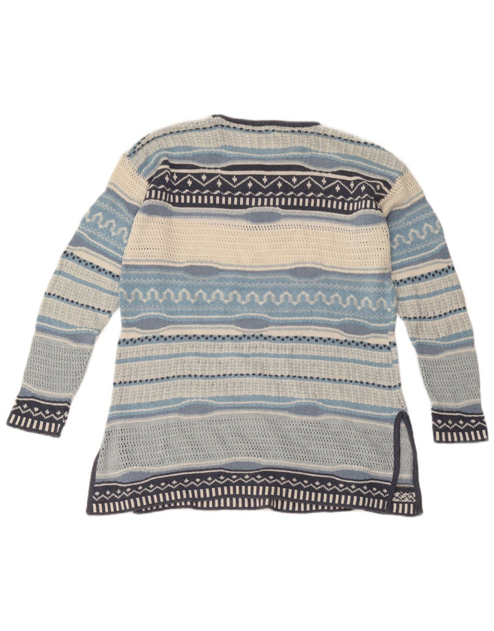 Suéter feminino vintage com gola canoa UK 12 listrado médio multicolorido