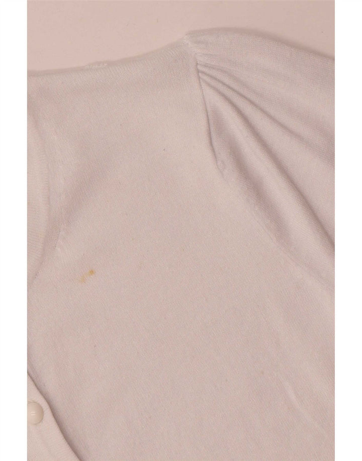 Suéter cardigã feminino Marks & Spencer UK 12 viscose branca média