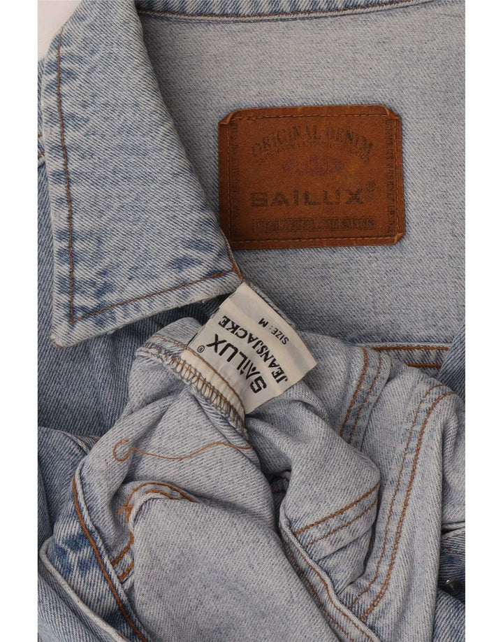Jaqueta jeans feminina vintage UK 14 algodão azul médio