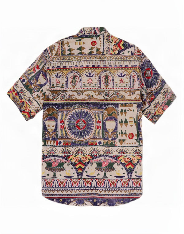Conte Massimo Camisa masculina de manga curta média multicolorida geométrica