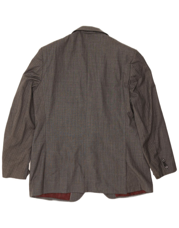 Jaqueta blazer masculina de 2 botões Marks & Spencer Reino Unido 44 XL lã espinha de peixe cinza