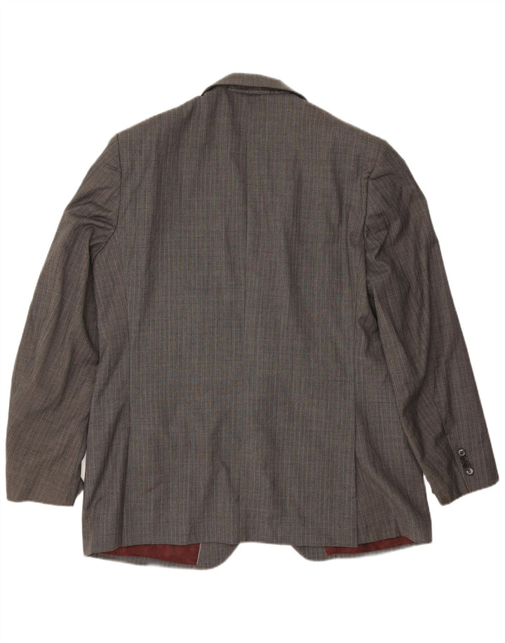 Jaqueta blazer masculina de 2 botões Marks & Spencer Reino Unido 44 XL lã espinha de peixe cinza